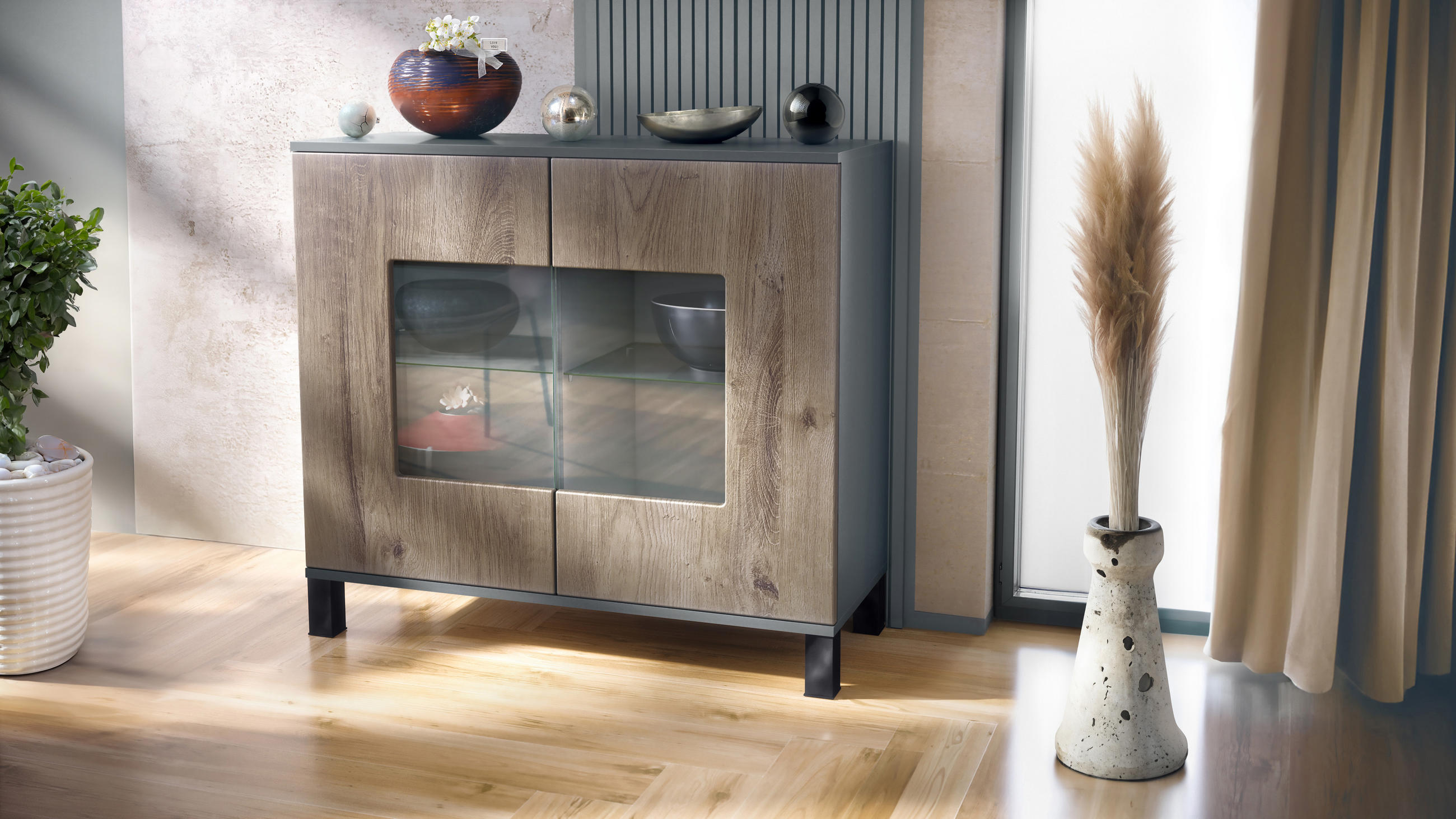 KOMMODE Grömitz Eiche Ribbeck - Alteiche, Holzwerkstoff (92.5/84.5/35cm) - Vladon