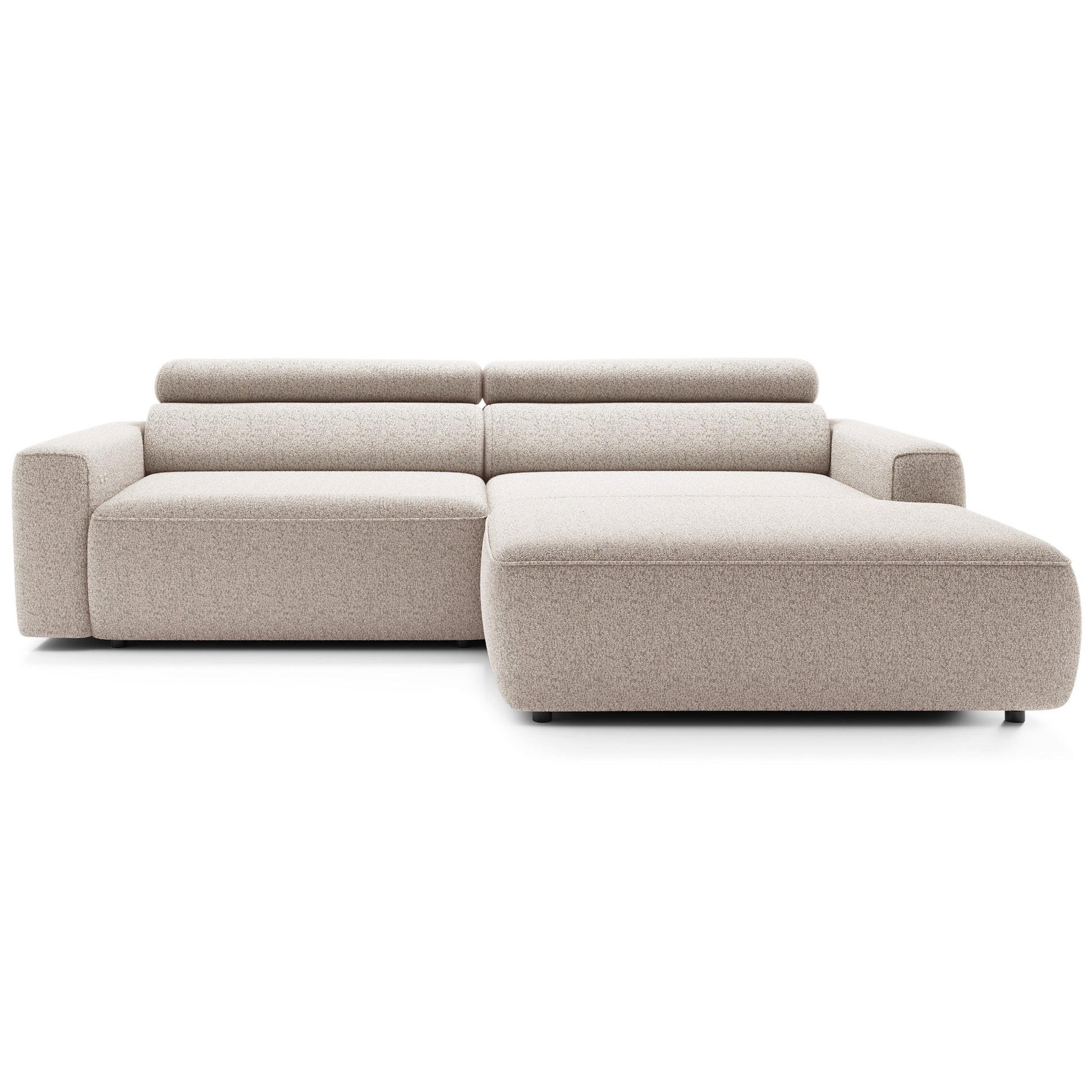 ECKSOFA Fando mit Schlaffunktion, L-Form, 4-Sitzer 252 cm, rechts Flechtstoff Hellbeige - Ecru/Schwarz, Holz/Kunststoff (182/252cm) - Selsey