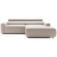 ECKSOFA Fando mit Schlaffunktion, L-Form, 4-Sitzer 252 cm, rechts Flechtstoff Hellbeige - Ecru/Schwarz, Holz/Kunststoff (182/252cm) - Selsey