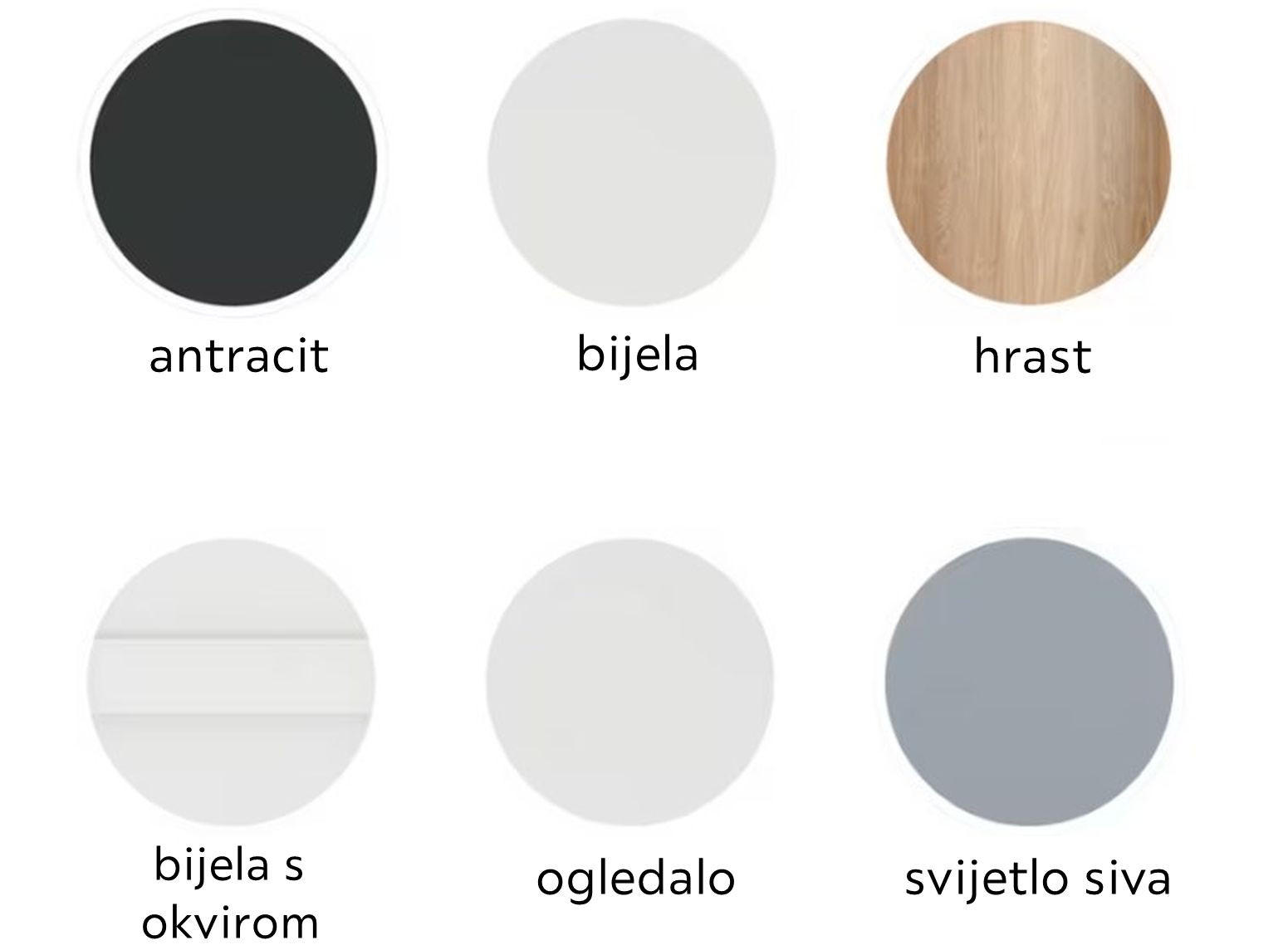 antracit, bijela, hrast, bijela s okvirom, ogledalo, svijetlo siva