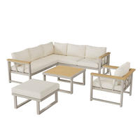 GARTENMÖBELSET Eckstellung Khaki Beige 4-tlg. - Beige, Metall - ComfortXL