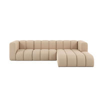 ECKSOFA L-Form Grand L 287 cm, Veloursstoff Salvador, Beige, Rechts - Beige, Holz (287/179cm) - Kaiser Möbel