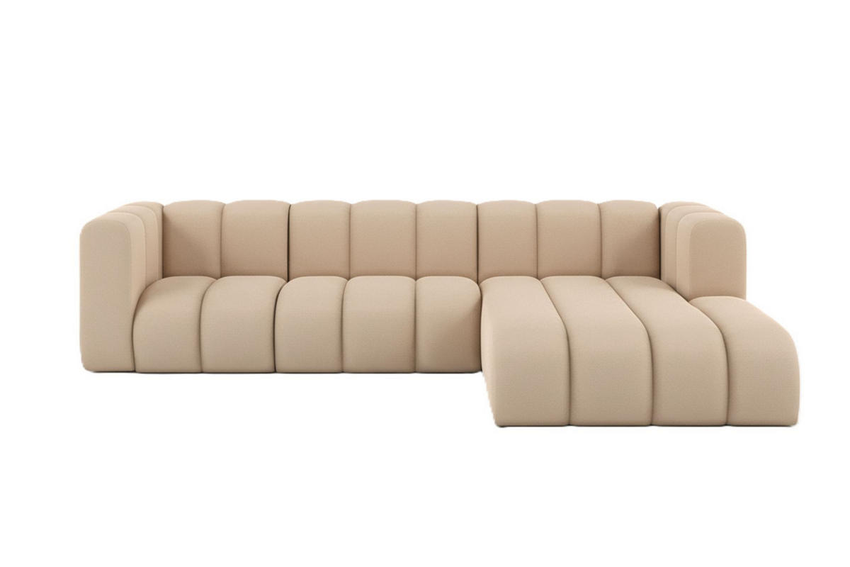 ECKSOFA L-Form Grand L 287 cm, Veloursstoff Salvador, Beige, Rechts - Beige, Holz (287/179cm) - Kaiser Möbel