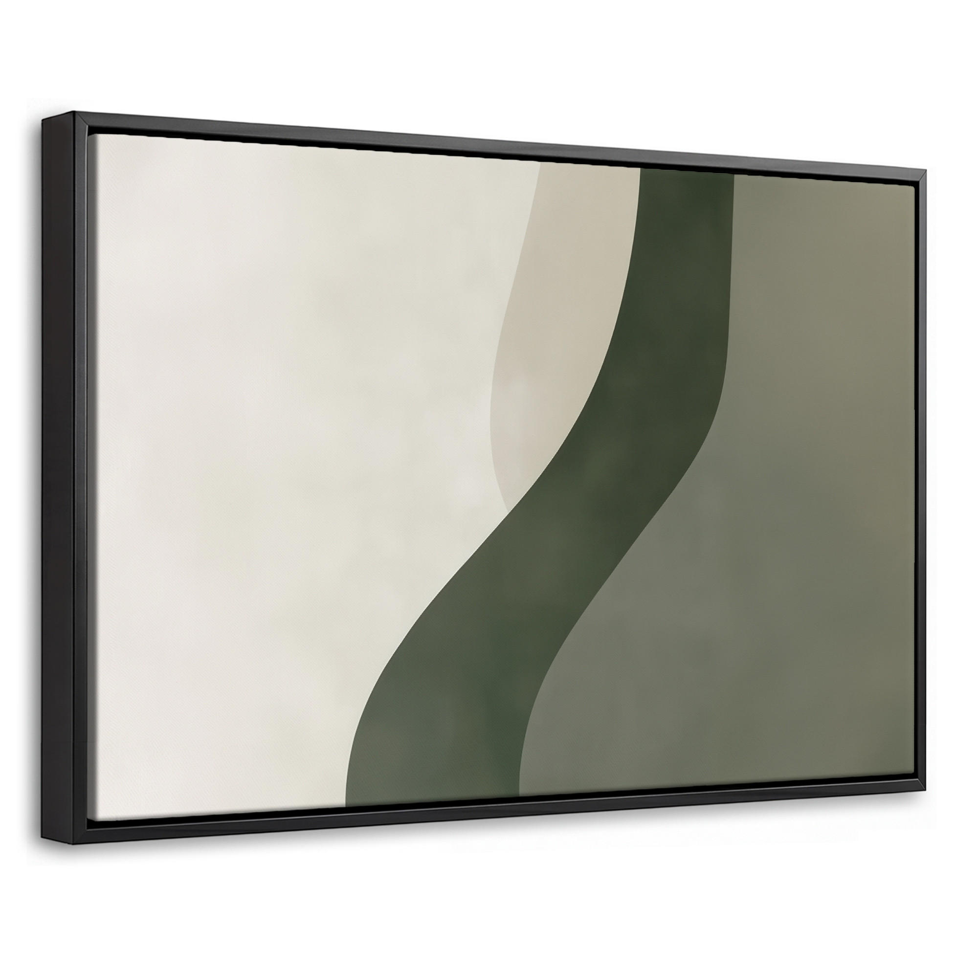 LEINWAND Bilder mit Rahmen - Japandi - Grün - Abstrakt - Modern - 30x20 - Salbeigrün, Textil (30/20cm) - MuchoWow