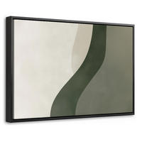 LEINWAND Bilder mit Rahmen - Japandi - Grün - Abstrakt - Modern - 30x20 - Salbeigrün, Textil (30/20cm) - MuchoWow