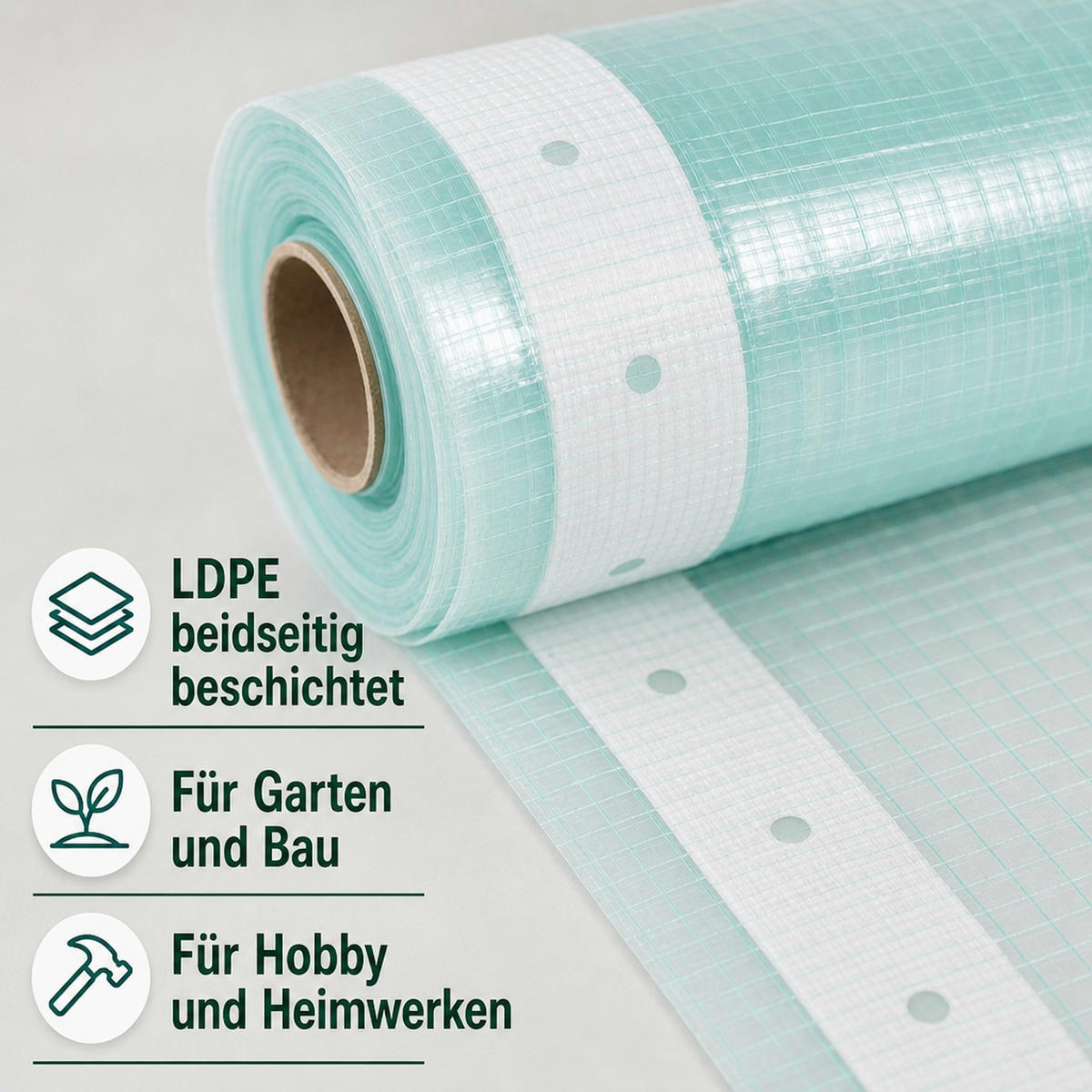 GITTERFOLIE m. Nagelrand 4 Breite x 12 Meter - Transparent, Kunststoff (400/1cm) - BONI-SHOP