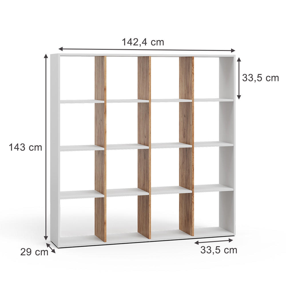 RAUMTEILER Karree Weiß/Goldkraft Eiche 138.5 x 142.5 cm - Honigeiche/Weiß, Holzwerkstoff (142.4/143/29cm) - Vicco