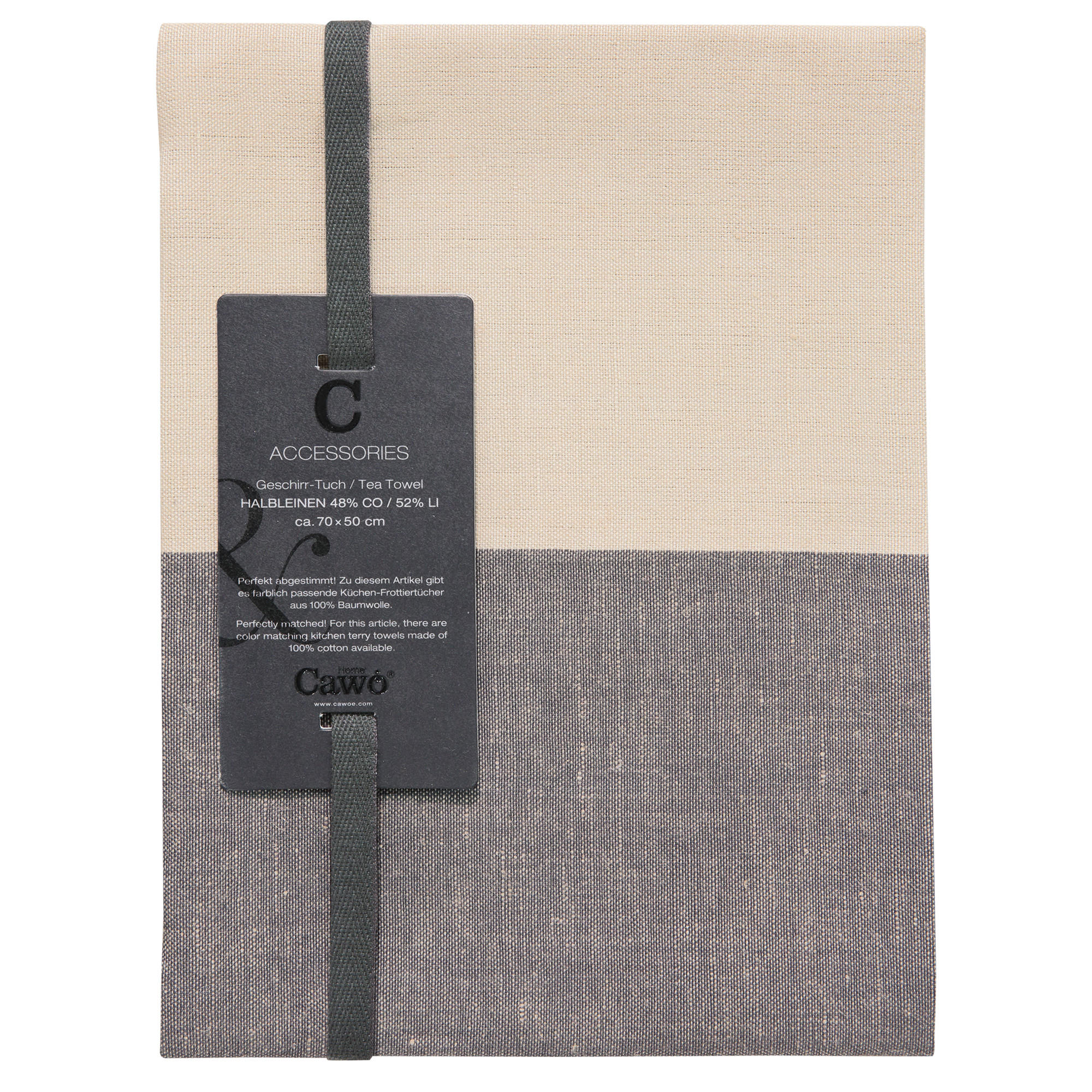 GESCHIRRTÜCHER CUISINE DUO 535 BASALT/LEINEN - 73 - Grau, Textil (50/70cm) - Cawoe