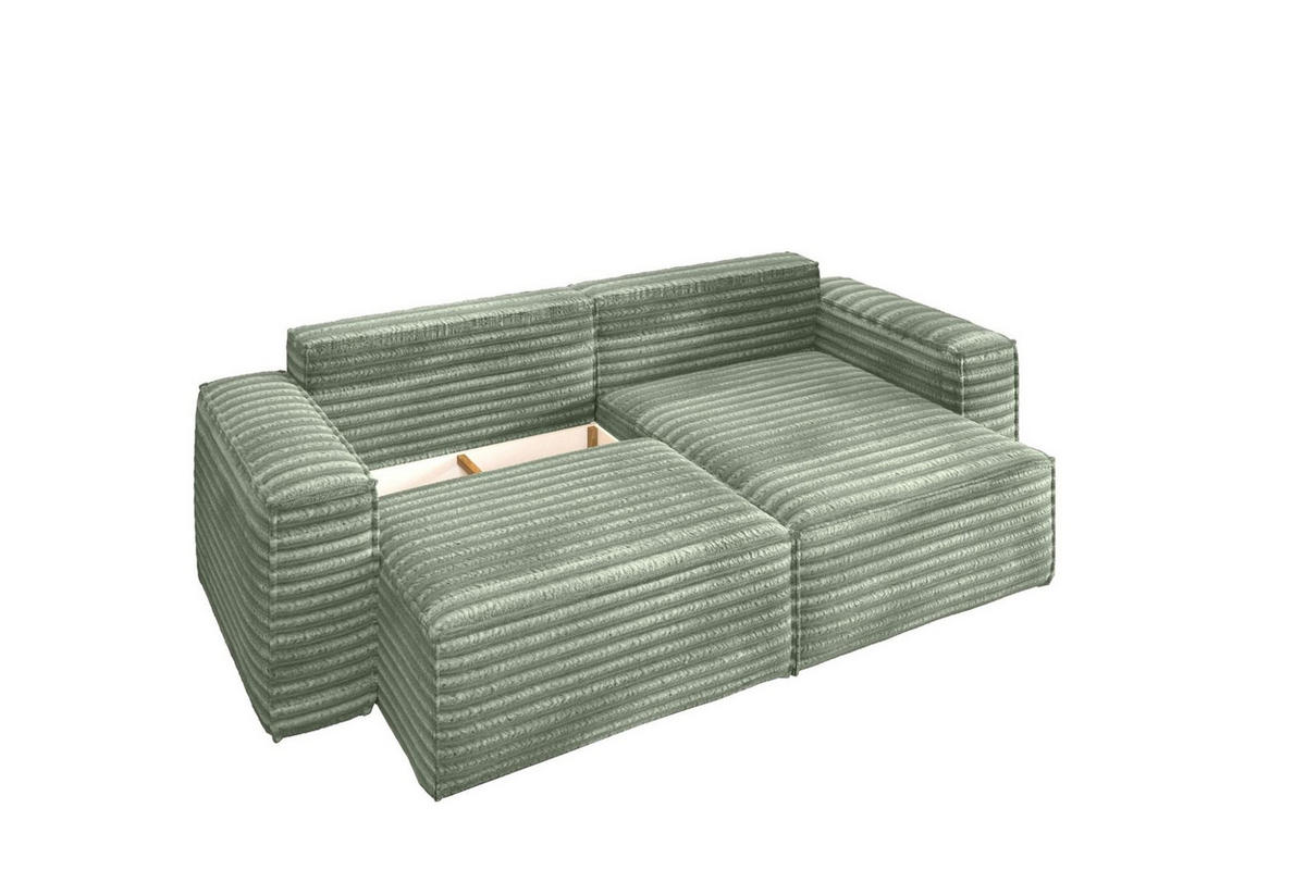 ECKSOFA Schlafsofa Madlen - Hellgrün, Holzwerkstoff/Textil (248/140cm) - Fun Möbel