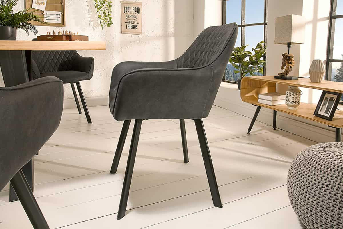 STUHL PALERMO Microfaser Anthrazit 85 cm - Schwarz/Grau, Textil/Metall (57/84/46cm) - riess-ambiente