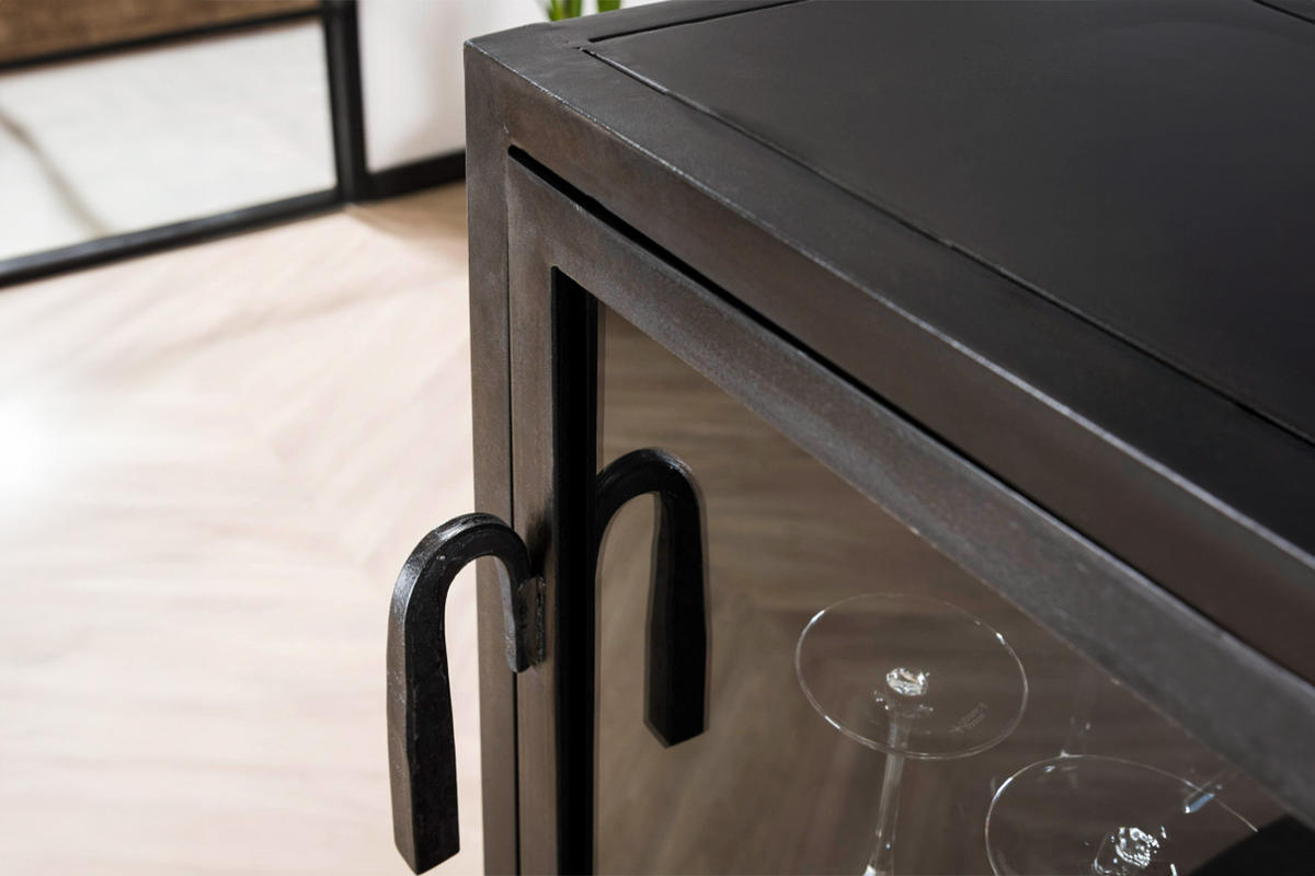WEINSCHRANK CORO Schwarz Metall - Schwarz, Metall (55/135/40cm) - KAWOLA