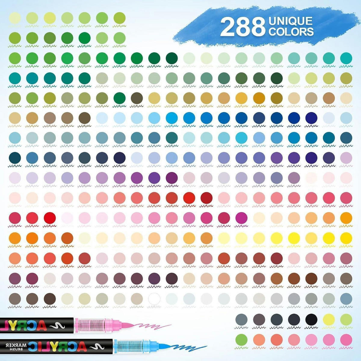 ACRYLSTIFTE Set 288 Farben - Multicolor, Kunststoff (14.7/16.7/33cm)