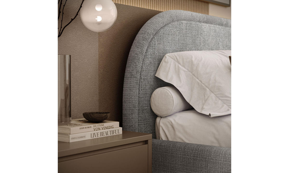 POLSTERBETT OLIVIA 140x200 cm Crem 81 34 Holzlatten - Hellgrau, Textil (140/200cm) - Lookway
