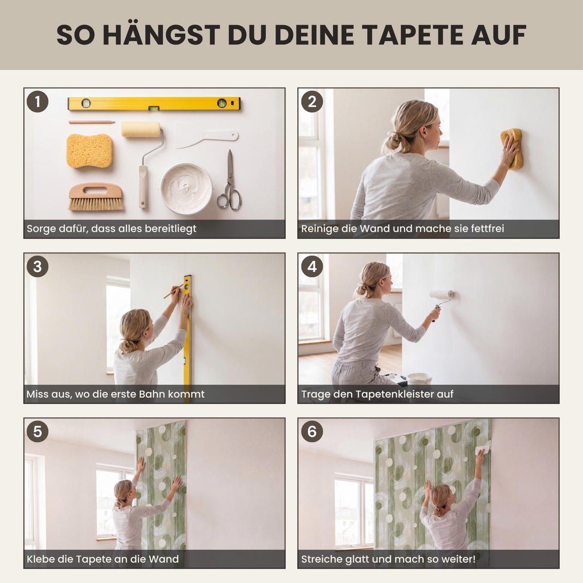 TAPETE - Künstlerisch - Modern - Grün - 100x220 cm - Olivgrün, Papier (100/220cm) - OnlyWow