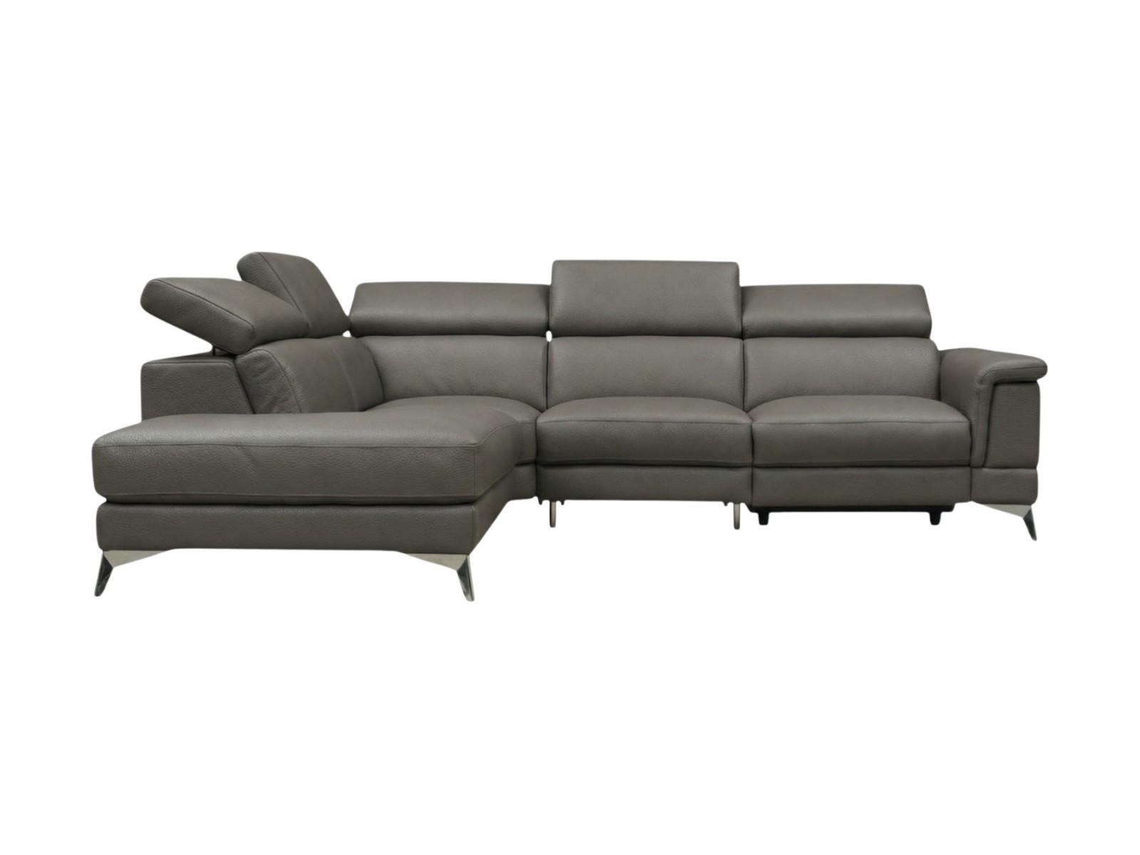 ECKSOFA Planet Echtleder Greige - Greige, Leder/Metall (232/256cm)