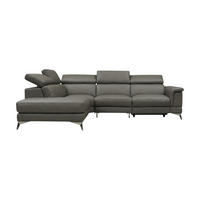 ECKSOFA Planet Echtleder Greige - Greige, Leder/Metall (232/256cm)