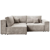 ECKSOFA Pedro Duo mit Schlaffunktion Beige Cord - Beige, Textil (246/153cm) - Bromarkt