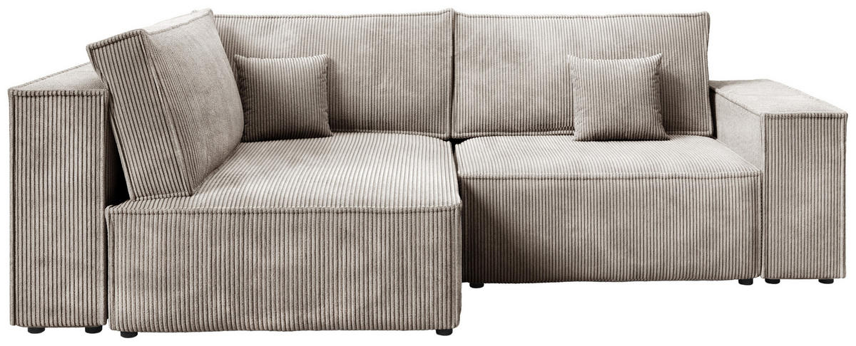 ECKSOFA Pedro Duo mit Schlaffunktion Beige Cord - Beige, Textil (246/153cm) - Bromarkt