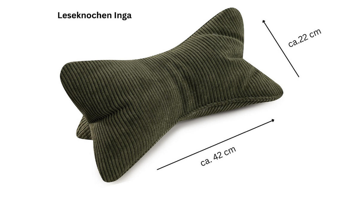 KISSEN Leseknochen Inga dunkelgrün - Grün, Textil (22/42cm) - Magma Heimtexx