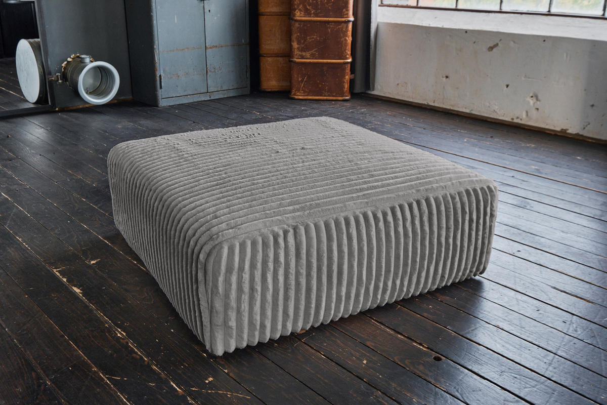 SITZELEMENT MODULSOFA WIOLO SOFT Grau Cord - Schwarz/Grau, Kunststoff/Textil (111/43/111cm) - KAWOLA