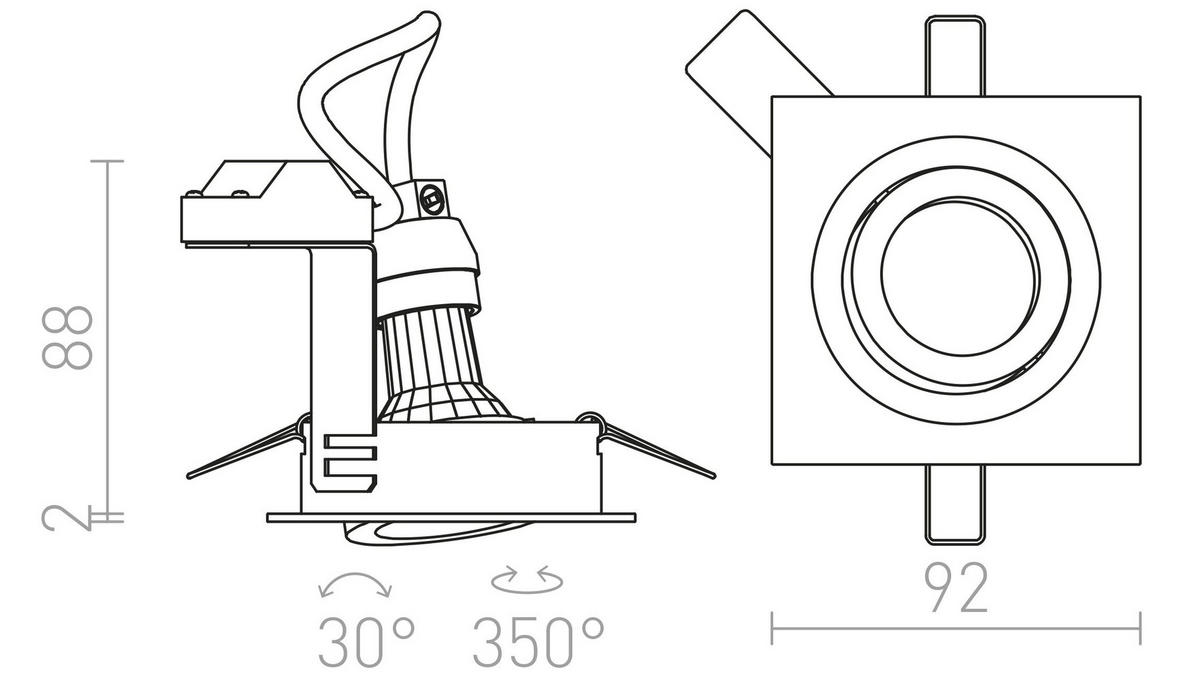 EINBAULEUCHTE PASADENA GU10 SQ I Weiß 7 W - Weiß, Metall (92/92/9.2cm) - Rendl