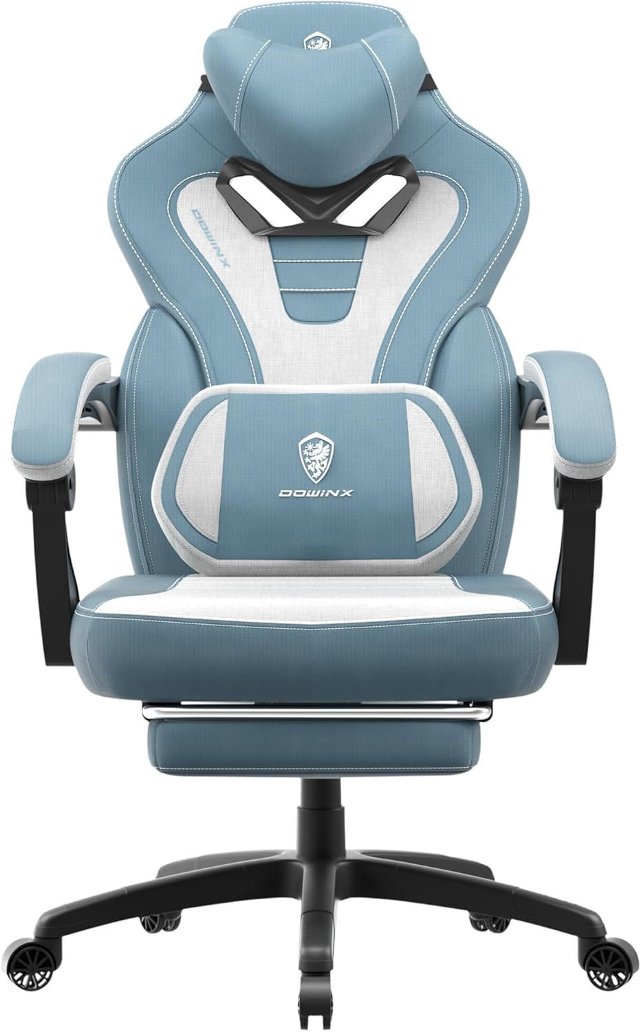 GAMING Stuhl mit Fußstütze für Erwachsene & Massage, Stoff, bis 150 KG - Blau, Textil (65/114/65cm)