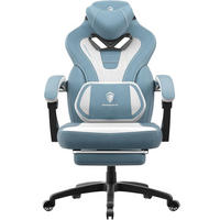 GAMING Stuhl mit Fußstütze für Erwachsene & Massage, Stoff, bis 150 KG - Blau, Textil (65/114/65cm)