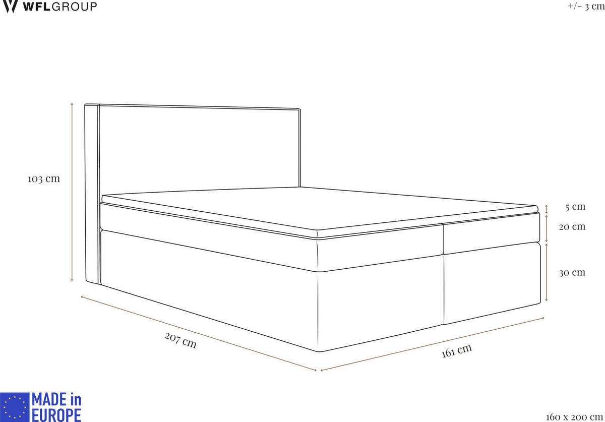 BOXBETT Terra mit Bettkasten, Boucle Grau 160/200 cm – 7-Zonen Taschenfederkern-Matratze & Komfortschaum-Topper - Hellgrau/Grau, Holz/Holzwerkstoff (160/200cm) - WFL GROUP
