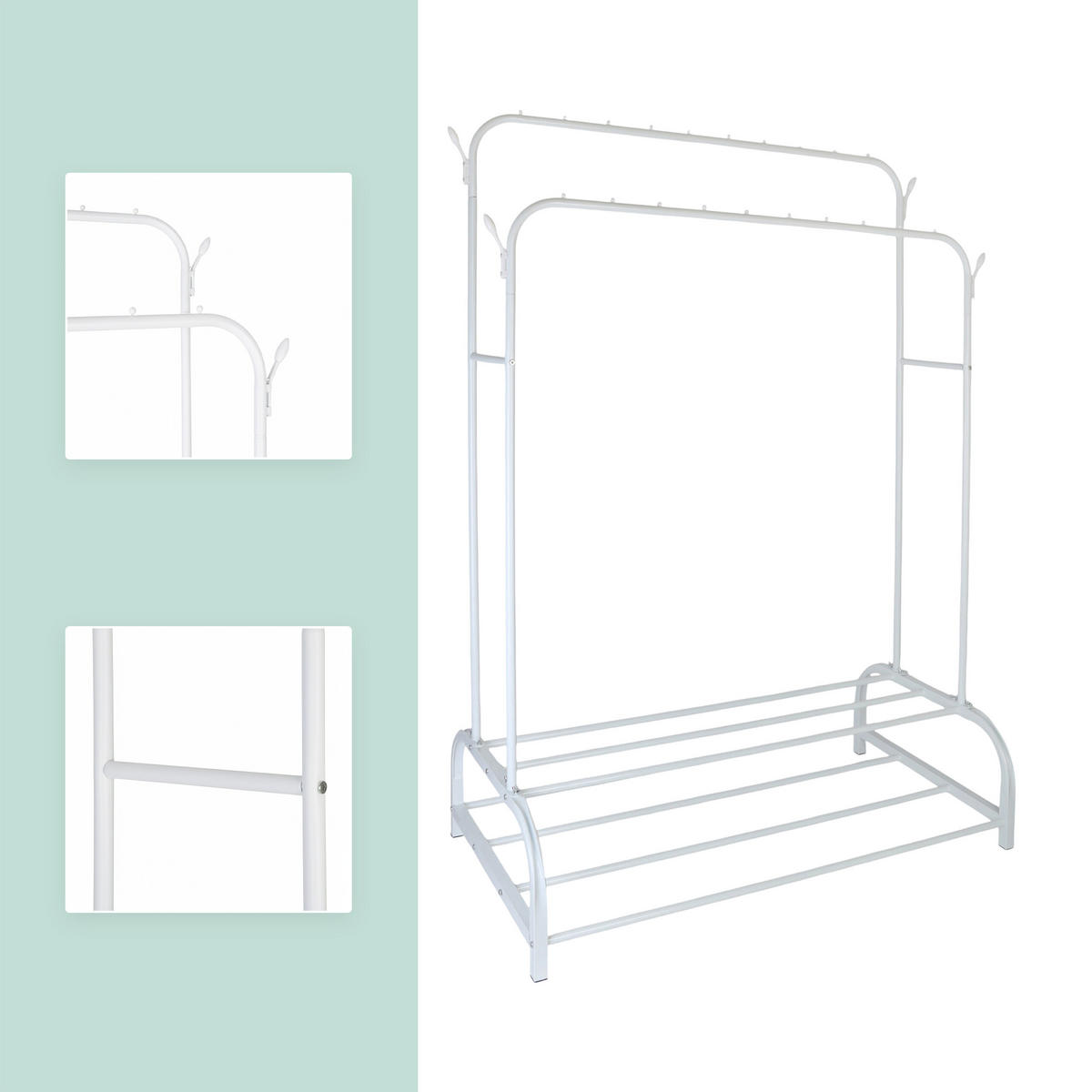 KLEIDERSTÄNDER - Weiß, Kunststoff/Metall (110/155/55cm) - Relaxdays