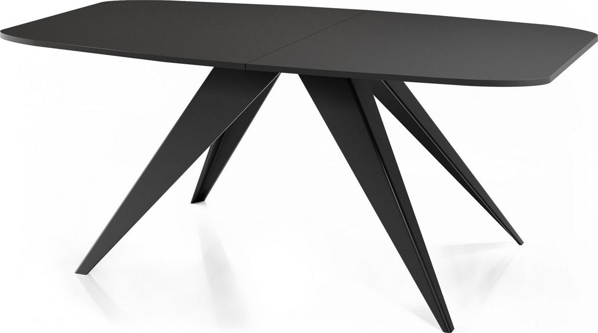 ESSTISCH Foster rechteckig ausziehbar, Schwarz 160-198/80/76 cm - Schwarz, Holzwerkstoff/Metall (160/80/76cm) - WFL GROUP