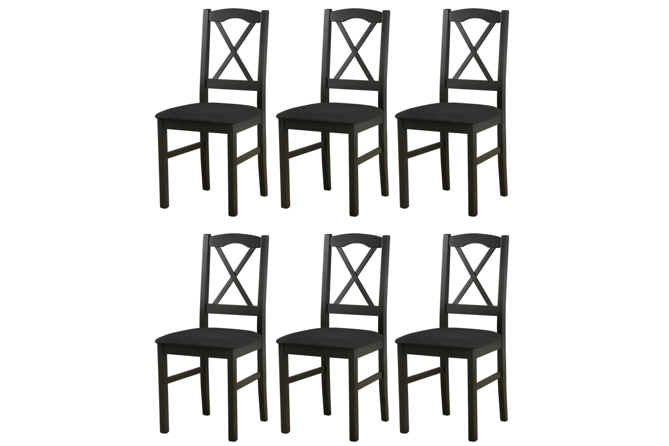 STUHL Nilo 11 (6er Set) - Schwarz, Holz (43/94/40cm) - Leaf Design