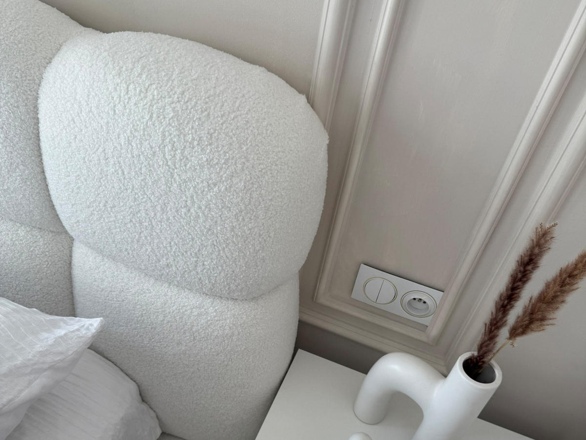 POLSTERBETT Mira XL Off-White 160/200 cm Boucle mit Bettkasten - Weiß, Textil/Metall (160/200cm) - wonello