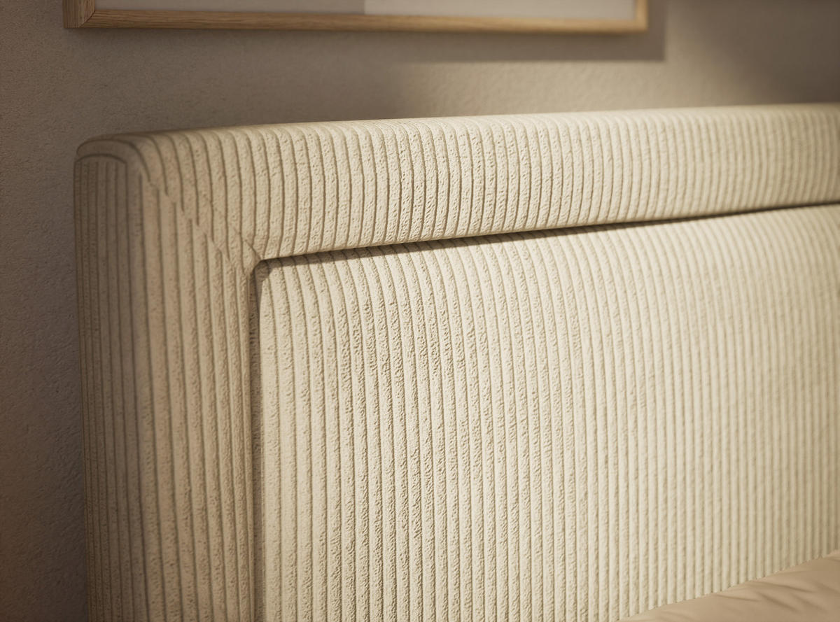 BOXSPRINGBETT Fresco 160/200 cm, in Creme, Bettkasten, Matratze, Topper - Creme/Schwarz, Holz/Holzwerkstoff (160/200cm) - Maison de Reve