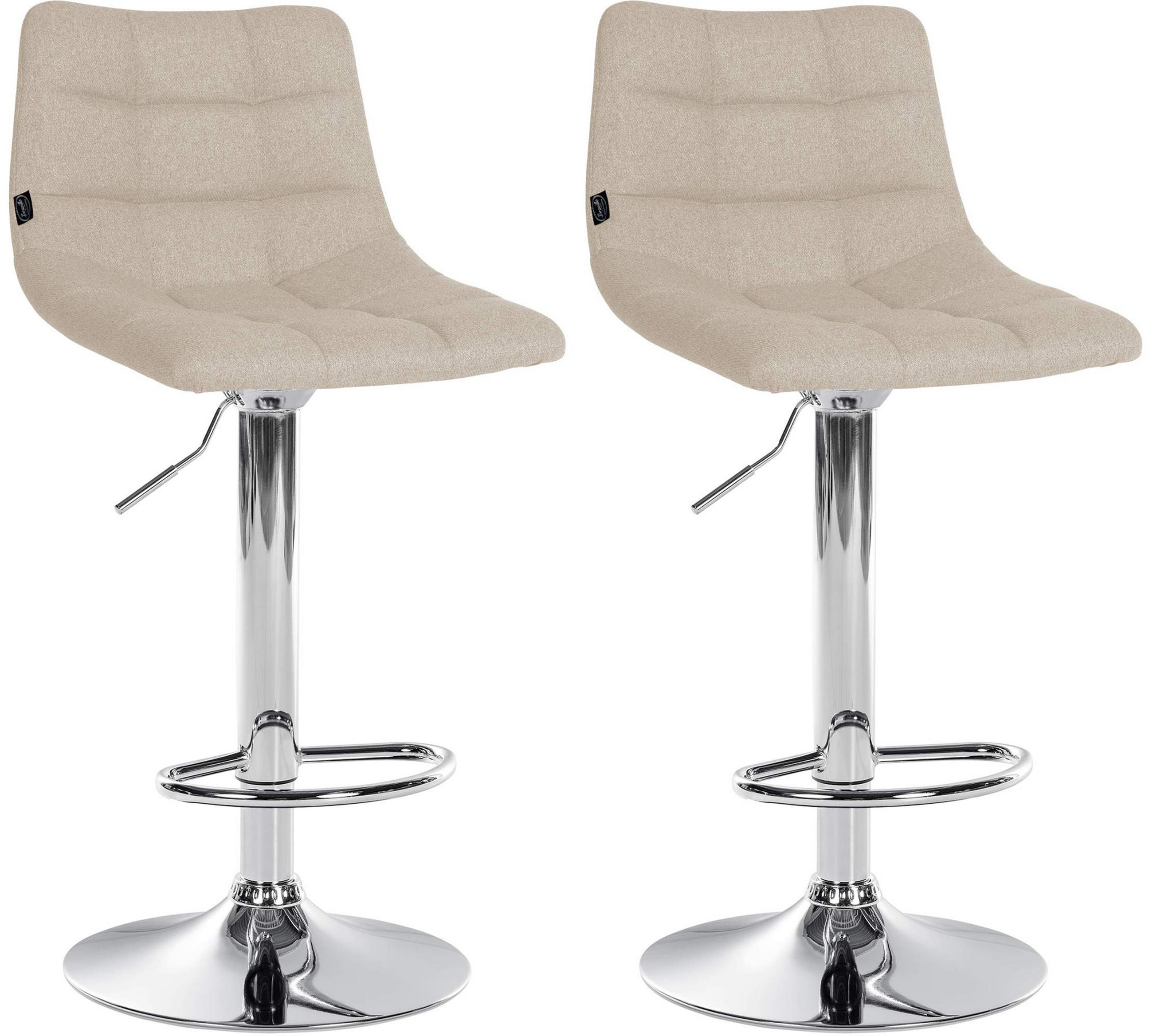 BARHOCKER 2er Set James Stoff chrom creme - Chromfarben/Naturfarben, Textil/Metall (43/108.5/46.5cm) - TPFLiving