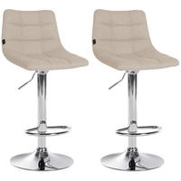 BARHOCKER 2er Set James Stoff chrom creme - Chromfarben/Naturfarben, Textil/Metall (43/108.5/46.5cm) - TPFLiving