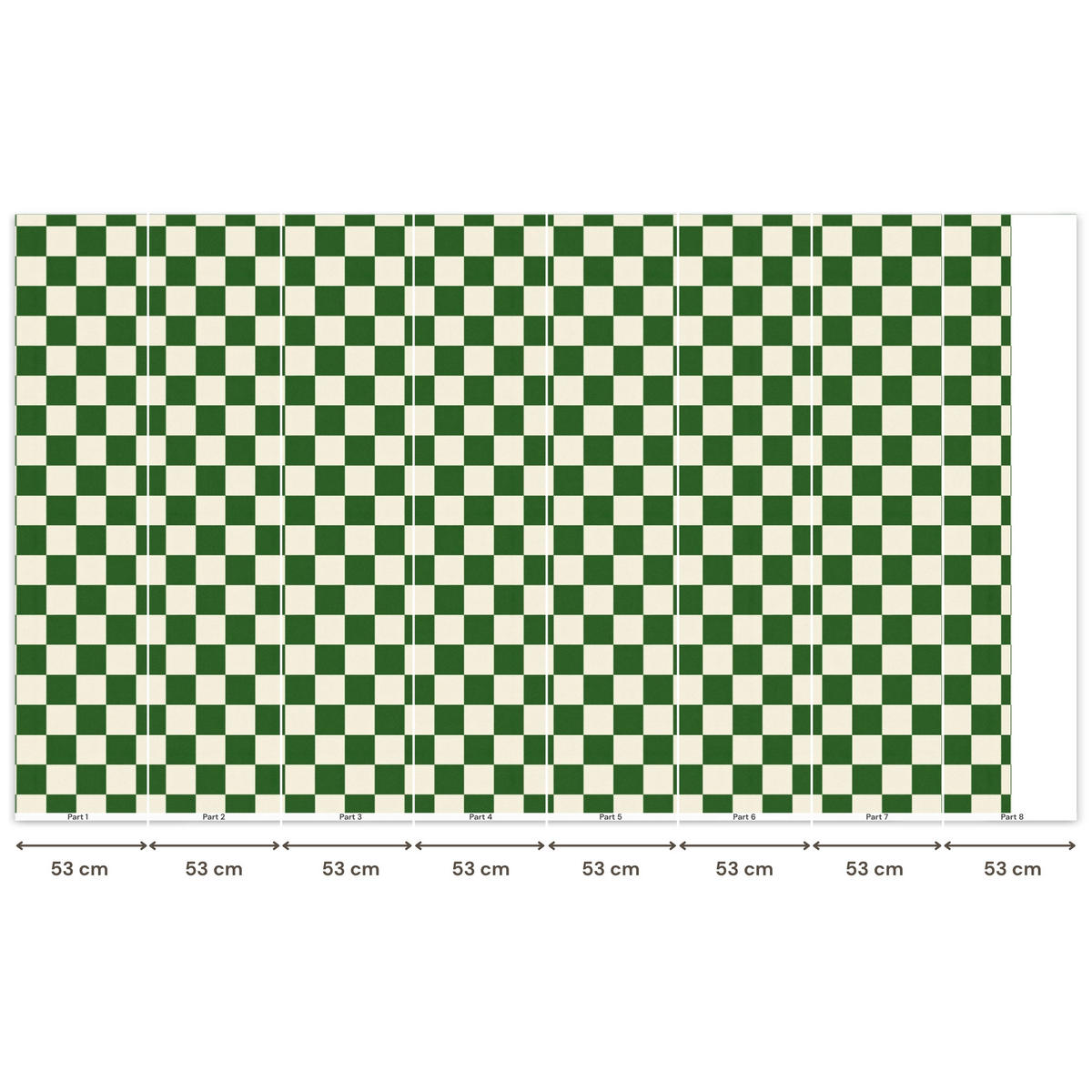KINDERTAPETE - Schachbrett - Muster - Grün - 450x260 cm - Grün, Papier (450/260cm) - OnlyWow