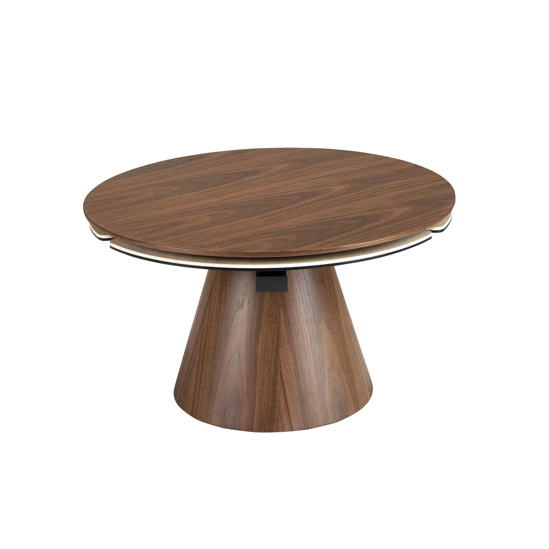 COUCHTISCH Ausziehbarer runder aus Nussbaumholz und Feinsteinzeug Ø80/43 cm - Sandfarben/Titanfarben, Holz/Keramik (80/80/43cm) - ANGEL CERDA