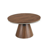 COUCHTISCH Ausziehbarer runder aus Nussbaumholz und Feinsteinzeug Ø80/43 cm - Sandfarben/Titanfarben, Holz/Keramik (80/80/43cm) - ANGEL CERDA