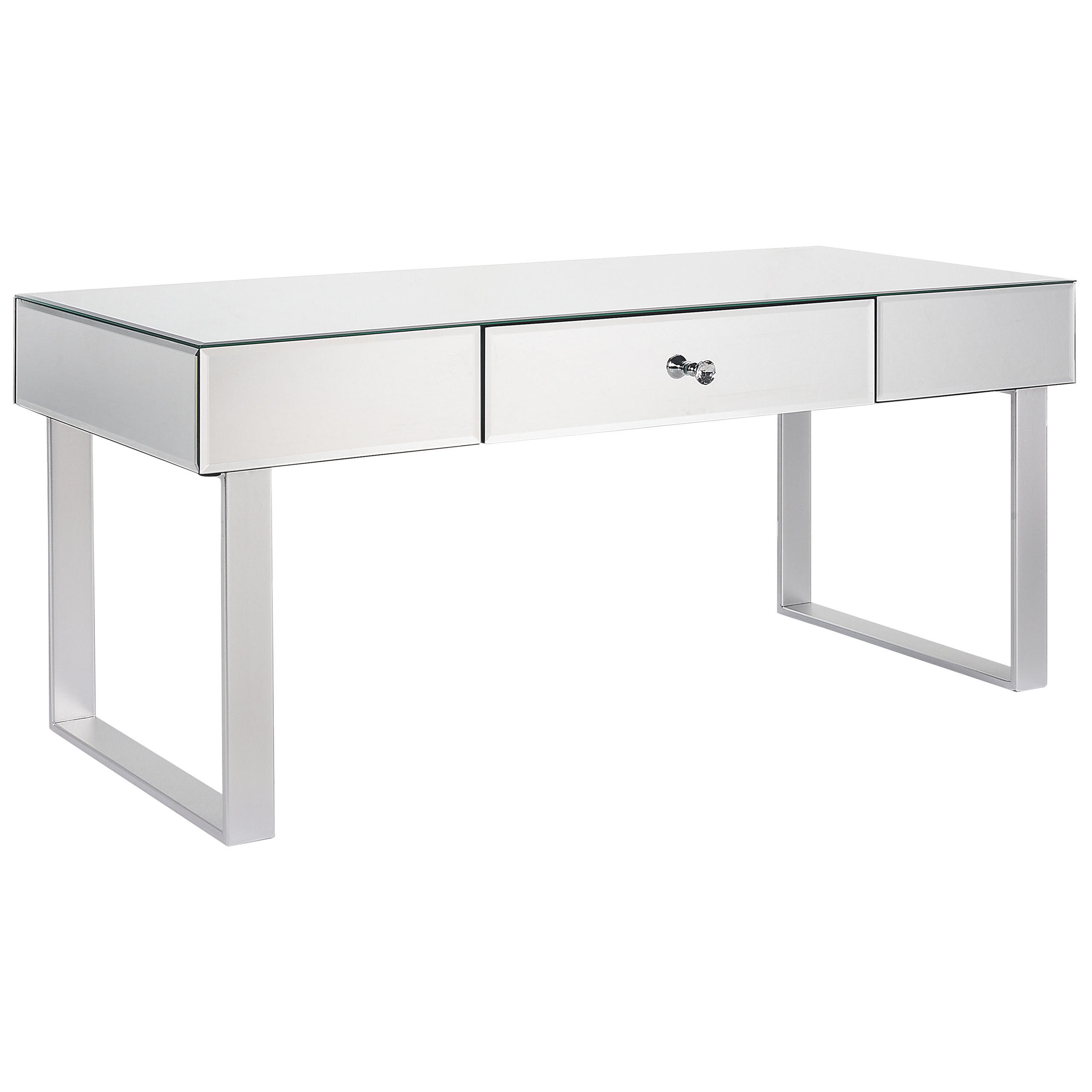 COUCHTISCH Silber mit Schublade verspiegelt Nesle - Silberfarben, Glas (47/110/46cm) - Beliani