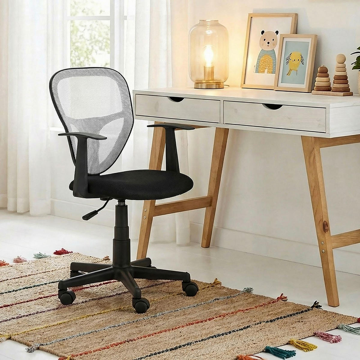 KINDERDREHSTUHL STUDIO - Schwarz/Weiß, Textil (53/92/52cm) - IDIMEX