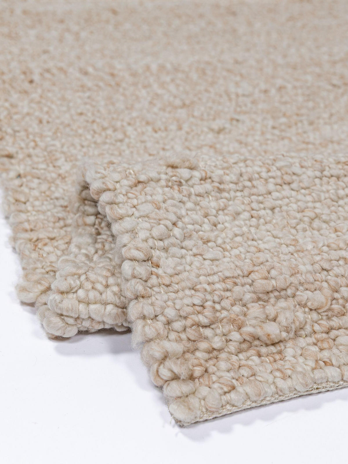 KURZFLORTEPPICH handgewebt GLAVEN, Bouclé-Struktur, Creme, 120 x 170 cm - Beige, Textil (120/170cm) - KADIMA DESIGN
