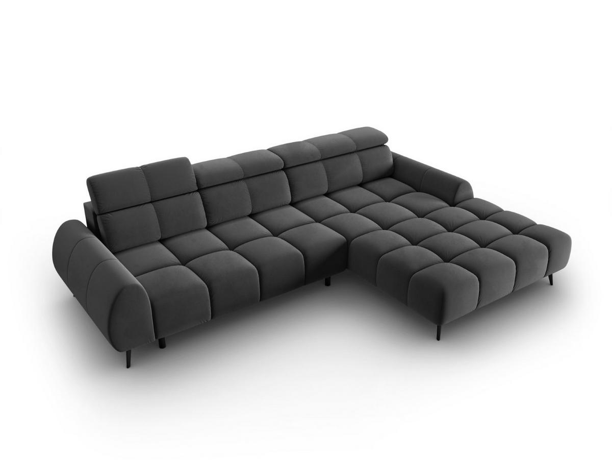 ELEKTRISCHES-ECKSOFA rechts Alyse aus Samt grau 5 Sitzplätze - Grau, Textil (188/295cm) - Micadoni