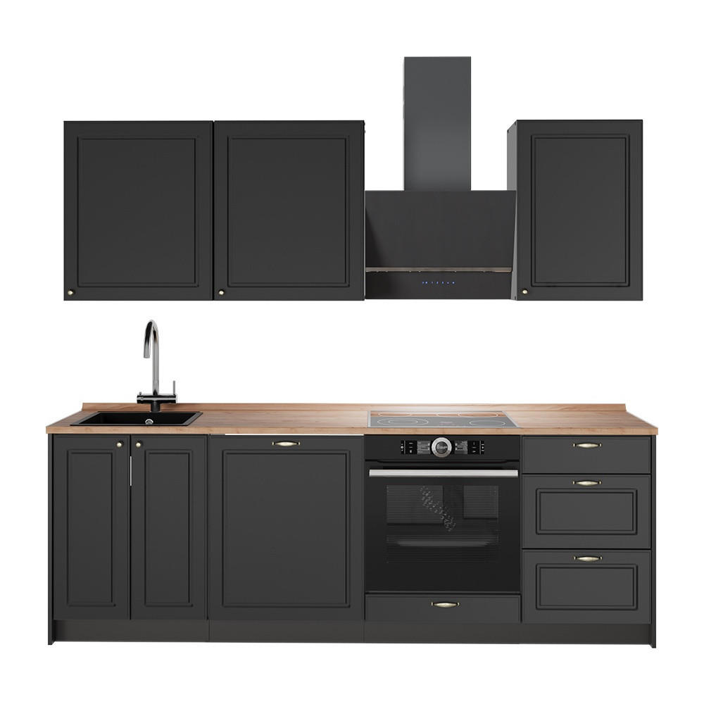 KÖK Fame-Line, Herrgård i antracitguld/antracit, 230 cm, AP Oak - Antracit, Träbaserade material (230/206.8/60cm) - Vicco