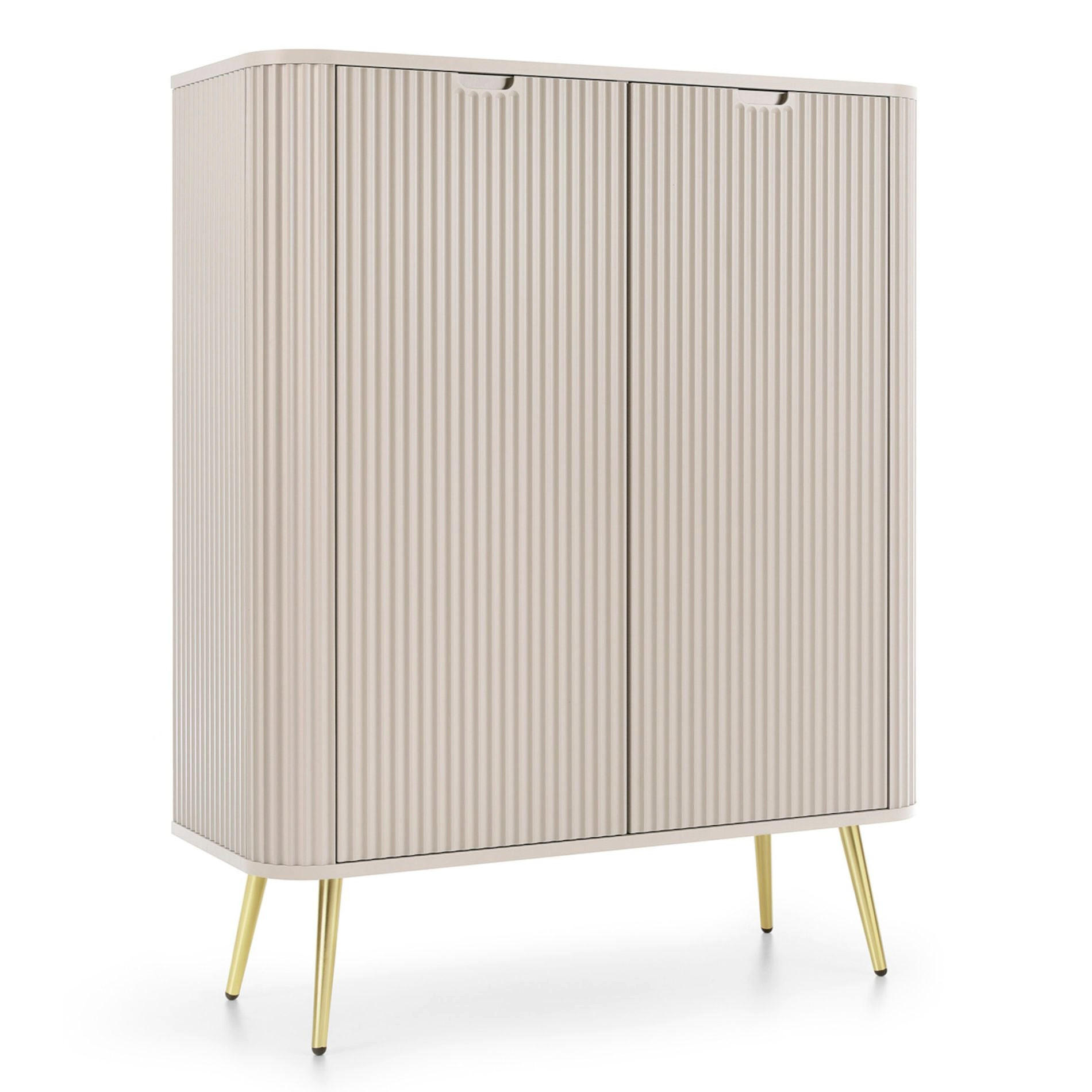 HIGHBOARD Zova Greige 103 cm - Taupe/Goldfarben, Holzwerkstoff/Metall (103/129/39cm) - Selsey