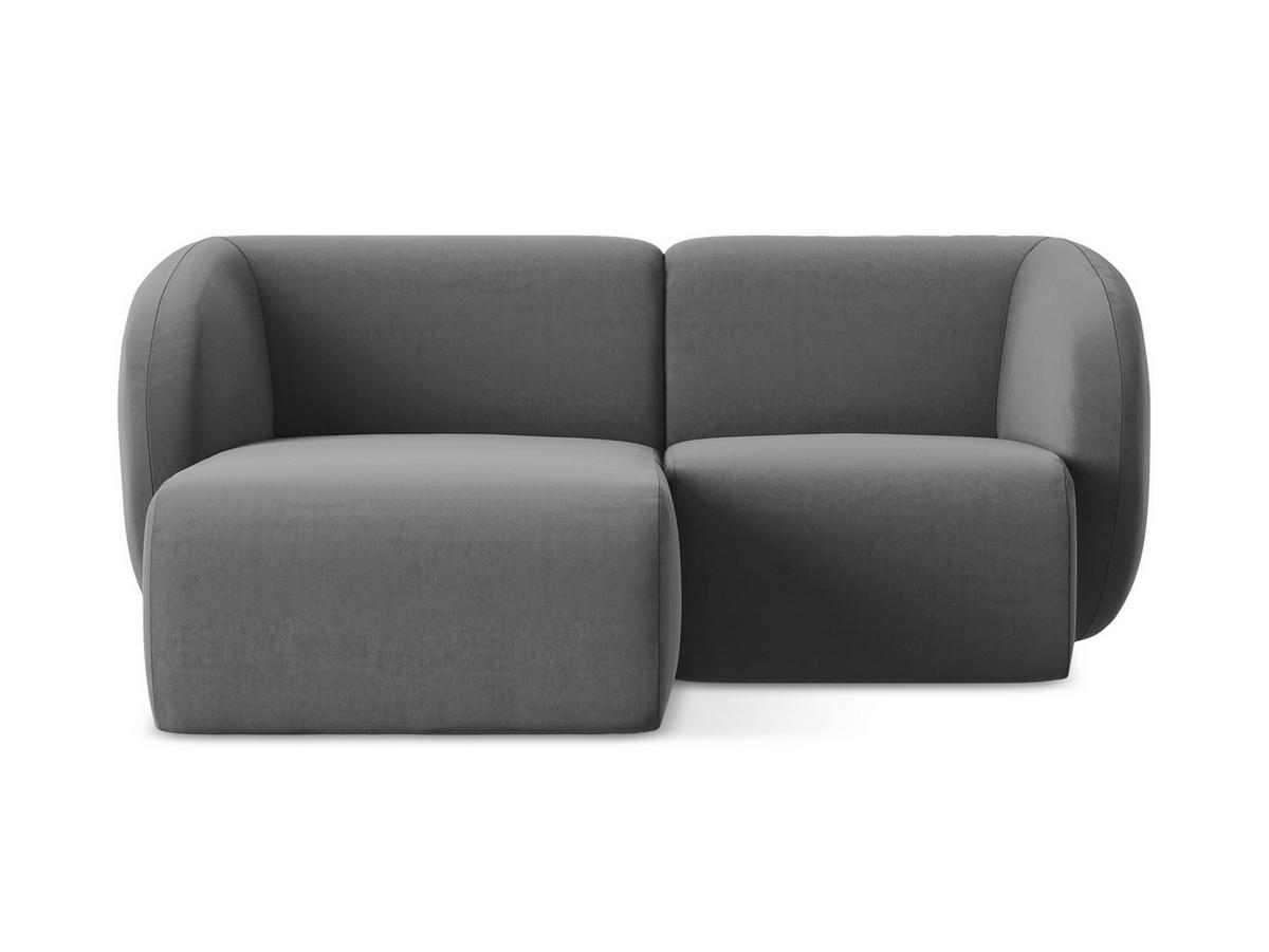 ECKSOFA Links Samt Stoff Grau - Edelstahlfarben/Schwarz, Holzwerkstoff/Kunststoff (178/166cm) - Makamii