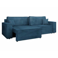SCHLAFSOFA Karl Cord mit L-Funktion - Blau/Schwarz, Holz/Kunststoff (245/82/139cm) - MIRJAN24