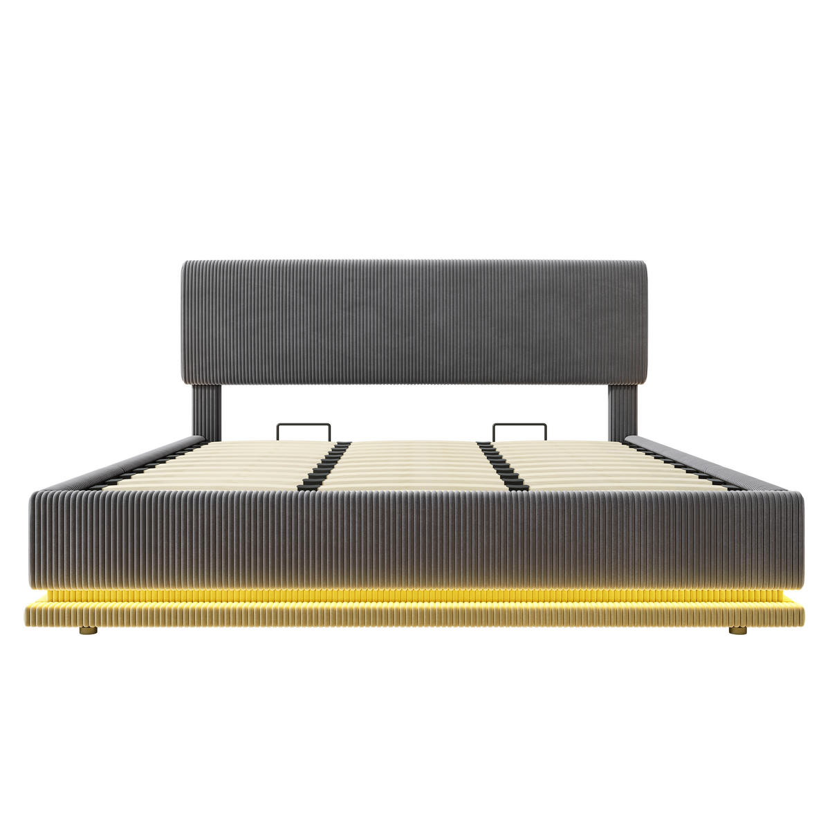 POLSTERBETT 180/200 cm in Dunkelgrau Cord mit Bettkasten, LED und USB-C - Dunkelgrau, Holzwerkstoff/Textil (180/200cm) - CHICFURN