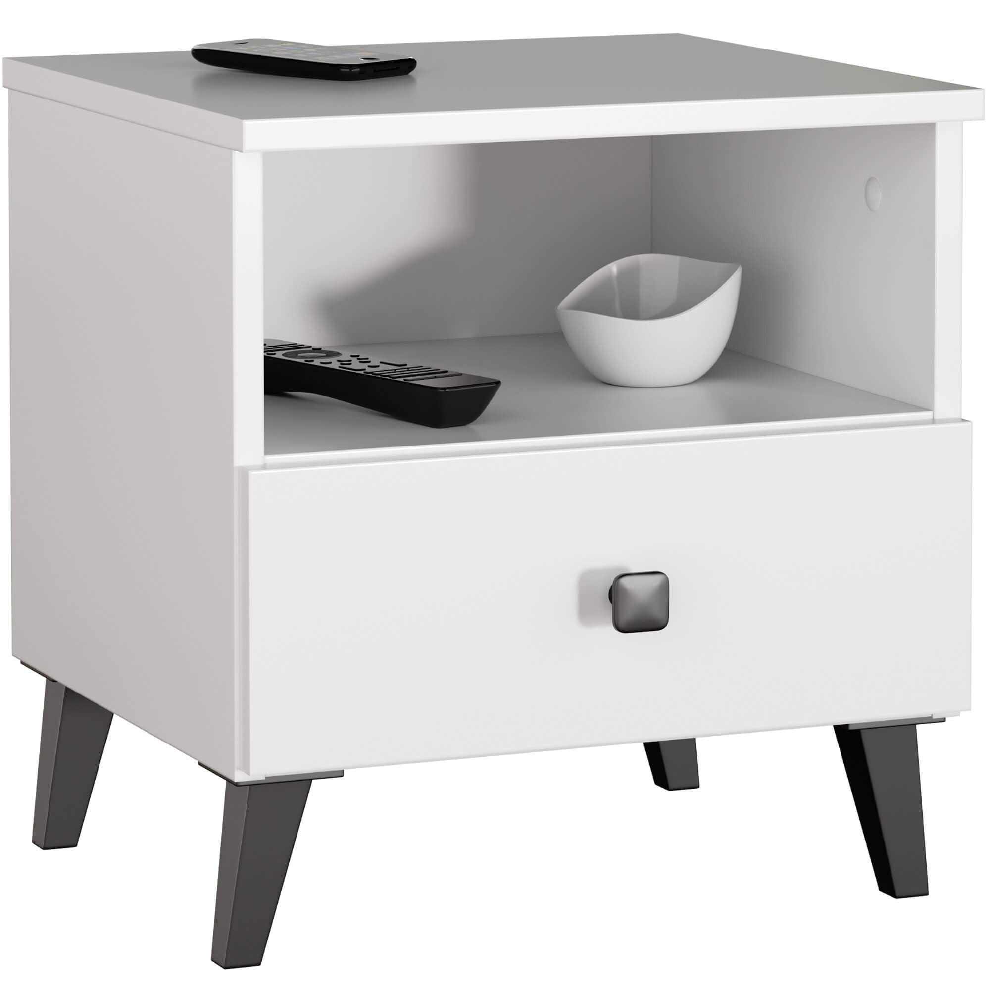 RAUMHIRSCH FURNITURE NOČNÍ STOLEK bílý, černý 43/40/37