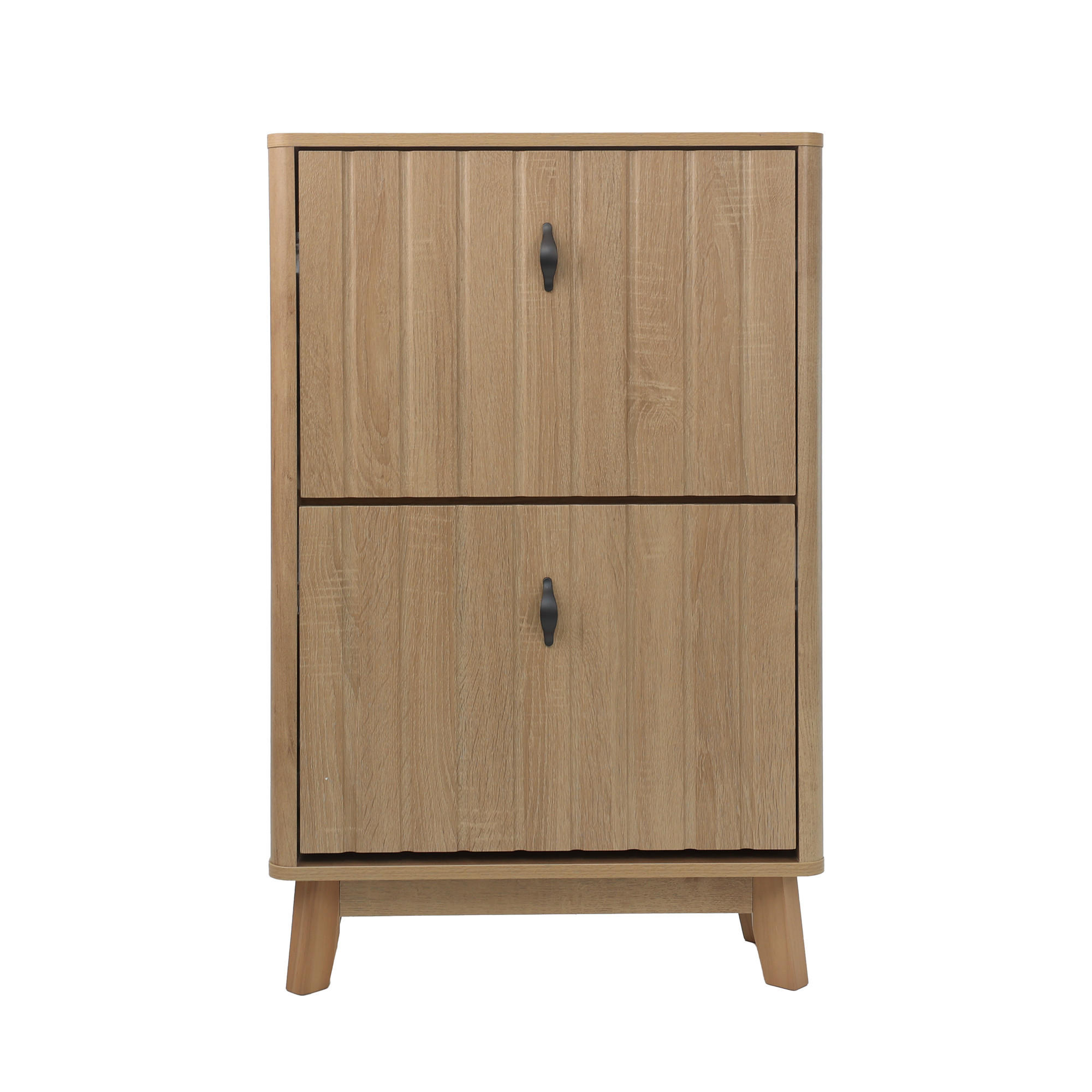BOTNÍK v barvě dubu s výklopnou přihrádkou a dvířky, styl Mid-Century - barva dubu, kompozitní dřevo (60/94/24cm) - Urban Meuble