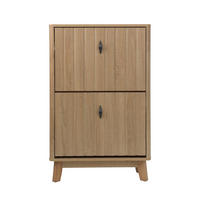 BOTNÍK v barvě dubu s výklopnou přihrádkou a dvířky, styl Mid-Century - barva dubu, kompozitní dřevo (60/94/24cm) - Urban Meuble